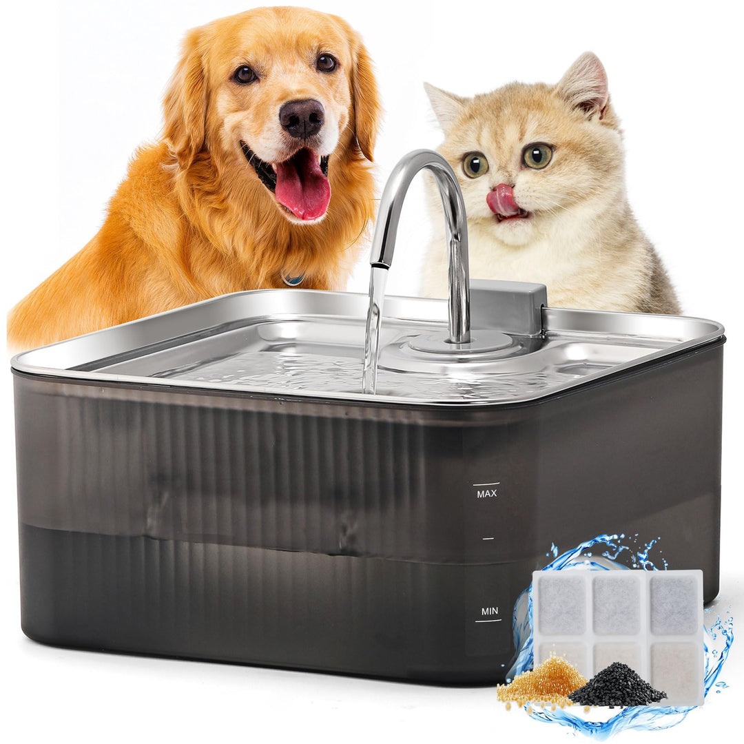 FUKUMARU 7L Trinkbrunnen für Hunde，Katzenbrunnen mit 5-Schicht Filtration，Edelstahl Hundebrunnen mit