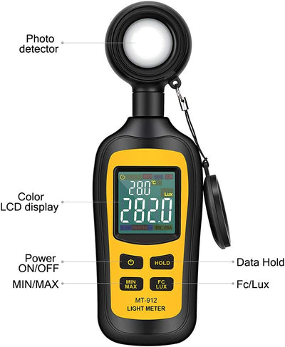 Digital Luxmeter Tragbare Photometer Belichtungsmesser Beleuchtungsstärke Lichtmesser mit Bereich bi