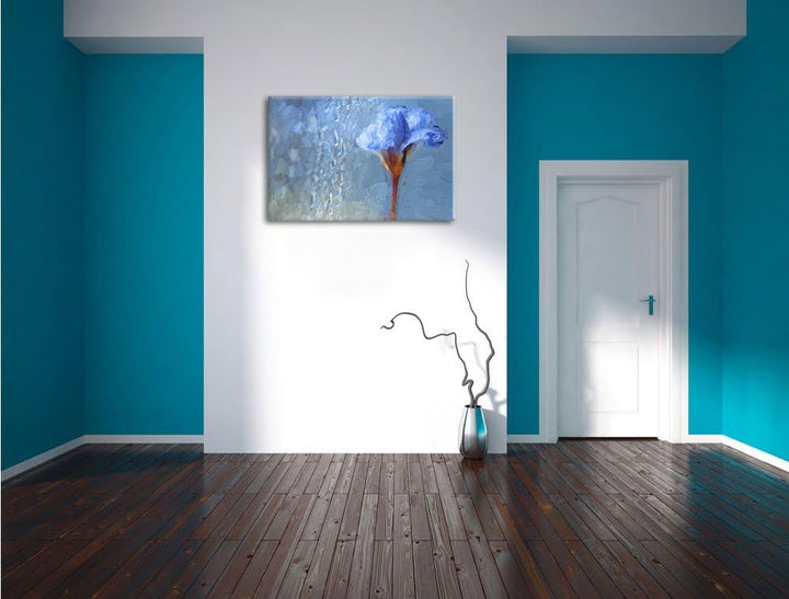 Pixxprint Frühlingsblume Tautropfen als Leinwandbild/Grösse: 100x70 / Wandbild/Kunstdruck/fertig bes