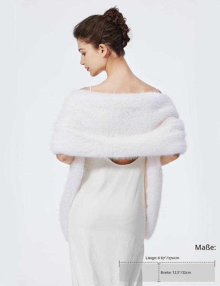 BEAUTELICATE Damen Kunstpelz Stola Schal Warp Brautjacke Kunstfell Brautschal Brautstola für Braut A