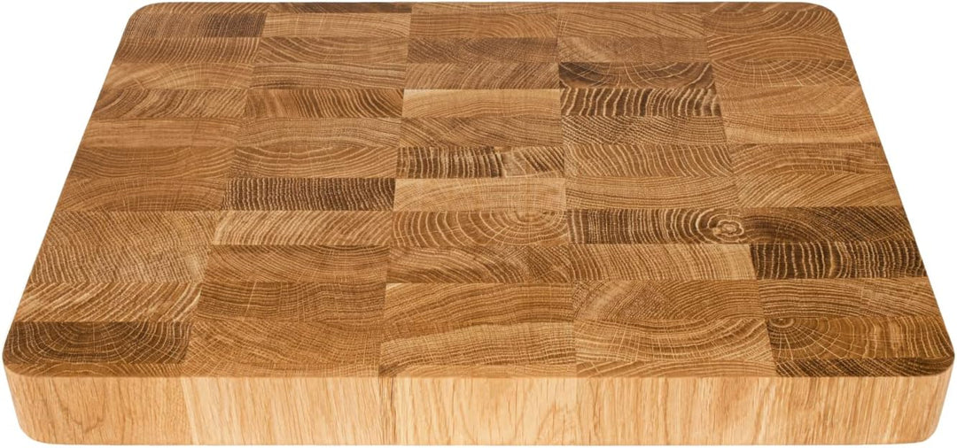 EFO Schneidebrett Holz 40x30x4 cm | Stirnholz Küchenbrett aus Eiche –messerschonend und langlebig |