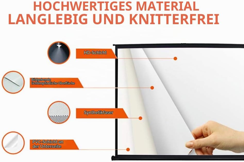 Cocar 50"(Diagonale 40" x 30") Planlage Tragbare Projektionsleinwand für Mini/Professionelle LED/LCD