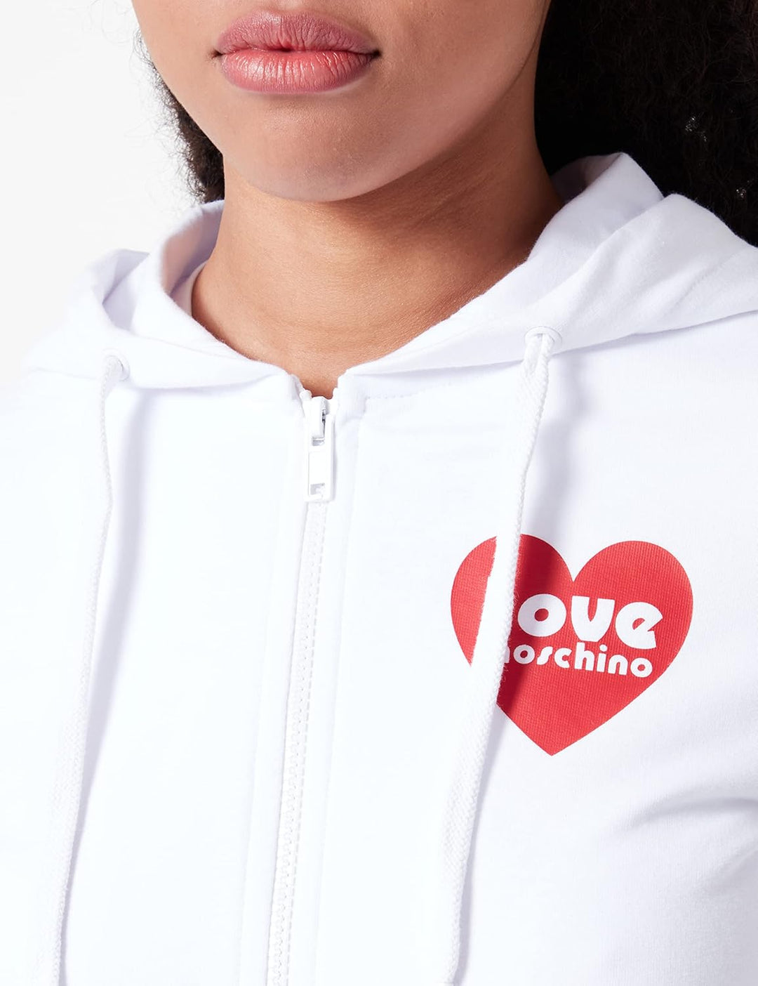 Love Moschino Damen Zippered Hoodie Jacket 42 Optical White, 42 Optical White