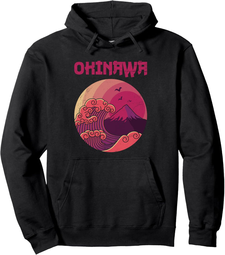 Retro Okinawa Grosse Welle Kanagawa Japan Pullover Hoodie