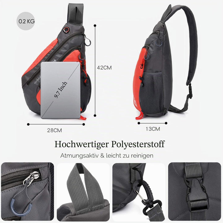 FANDARE Leicht Brusttasche Sling Rucksack Schultertasche Chest Bag Crossbody Umhängetasche Sporttasc