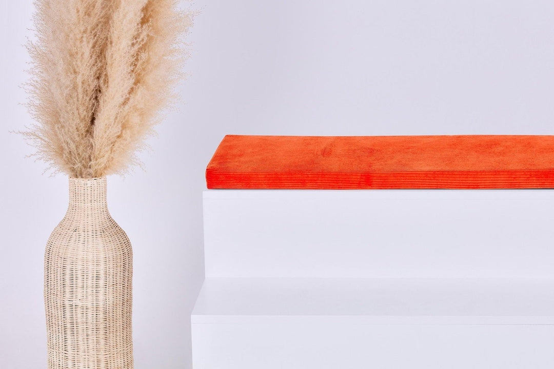 KraftKids Sitzauflage für KALLAX-Regal 2er 3er 4er, weich gepolstert, Cord Breitcord Reinorange aus