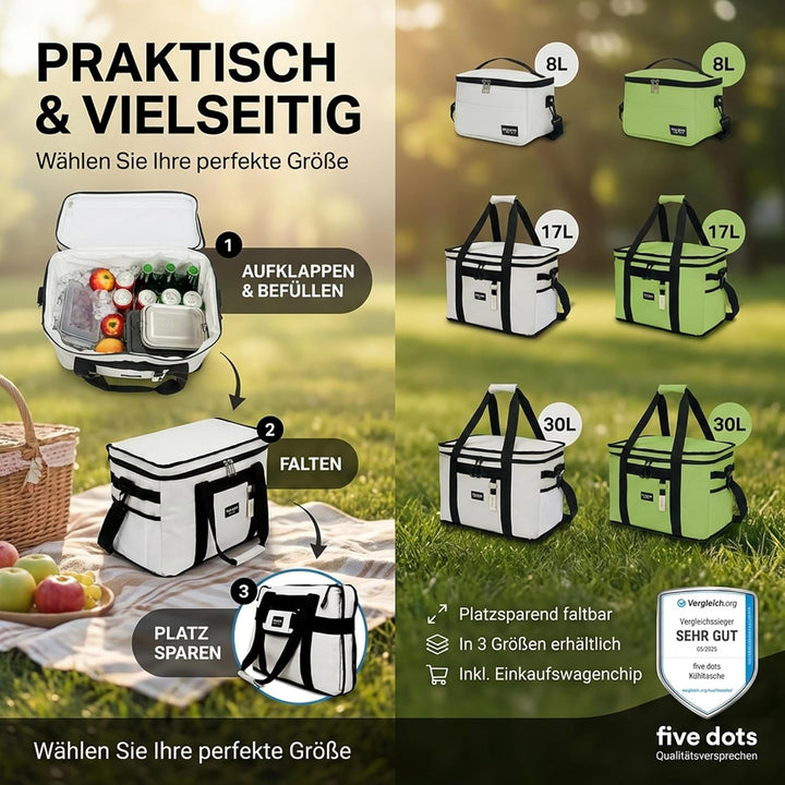 Kühltasche faltbar zum Einkaufen & Picknick - Kühltasche gross Auto als Thermotasche & Picknicktasch