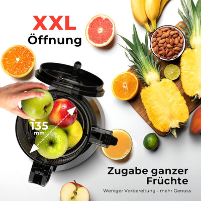 Balter Entsafter Slow Juicer, Grosse 135MM Öffnung, 300 Watt, Entsafter für Gemüse und Obst, Früchte