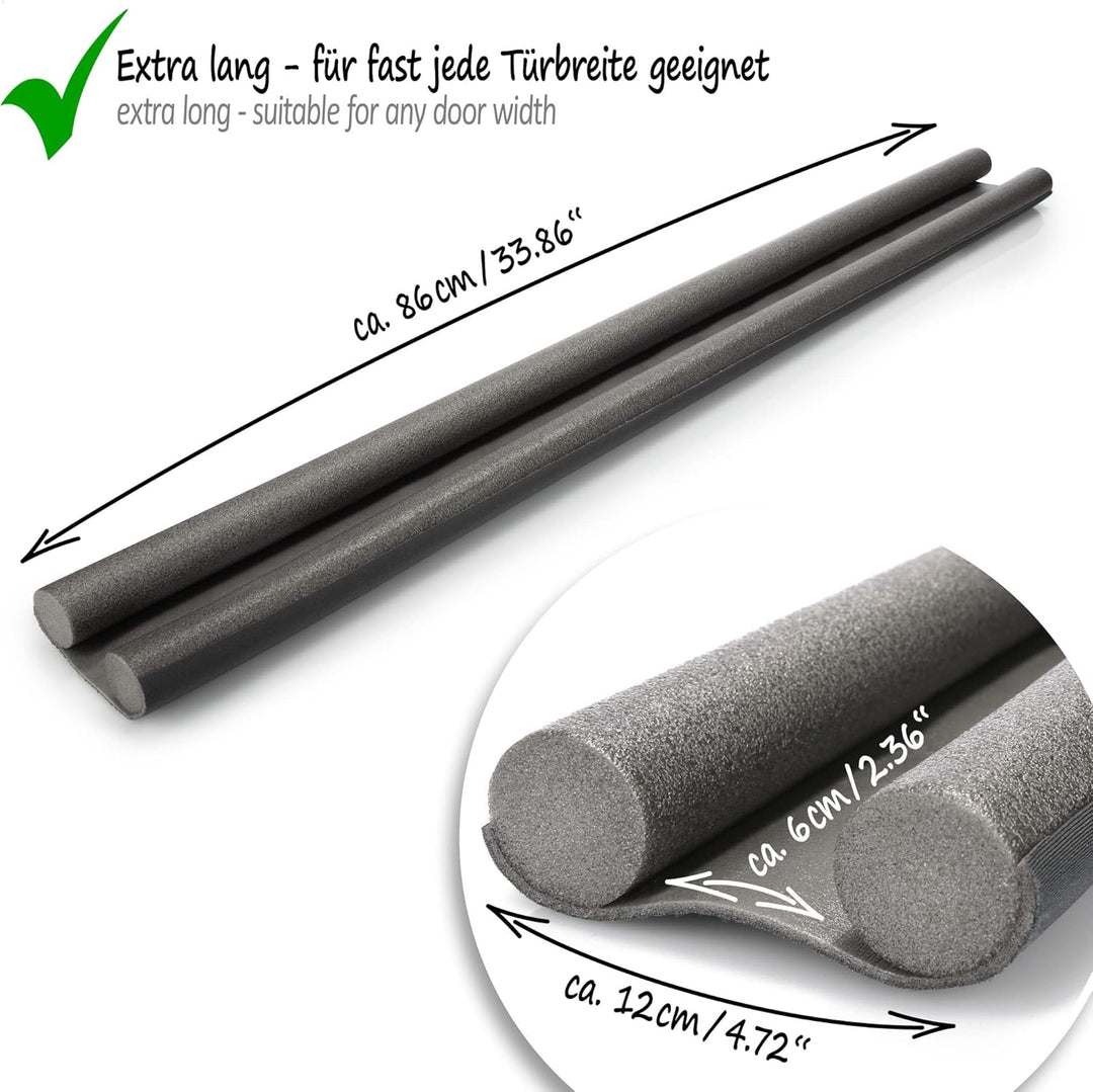 COM-FOUR® 3X Zugluftstopper für die Tür - Türbodendichtung - Luftzugstopper mit Doppeldichtung - Sch