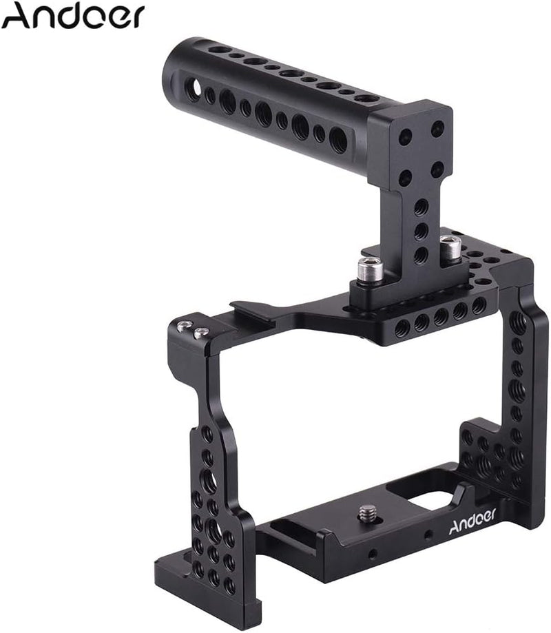 Andoer Camera Cage + Top-Griff-Kit Videofilm Filmherstellung Stabilisator Aluminiumlegierung mit kal