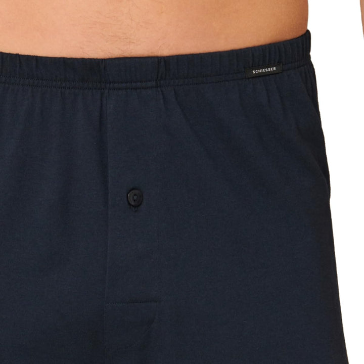 Schiesser Herren 2 PACK Boxershorts Baumwolle Jersey weich Multipack - Jerseyboxer S Dunkelblau_1740