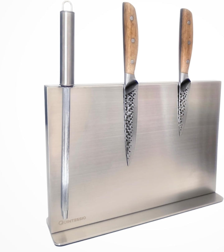 QUINTESSIO Messerblock magnetisch ohne Messer - Beidseitiger Messerhalter magnetisch aus Edelstahl -