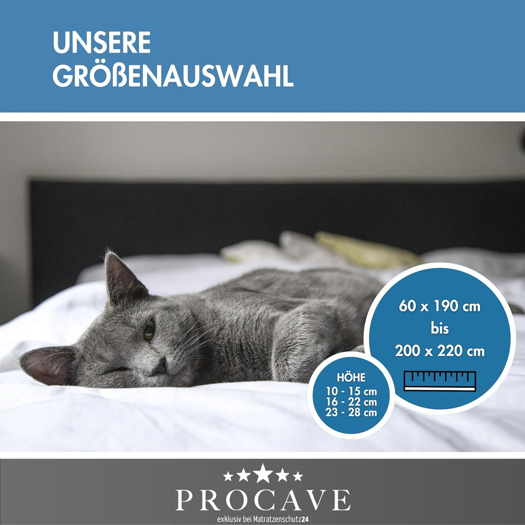 PROCAVE Matratzenbezug Frottee unversteppt 100 x 210 cm | Matratzen-Höhe 23-28cm | Matratzenschoner