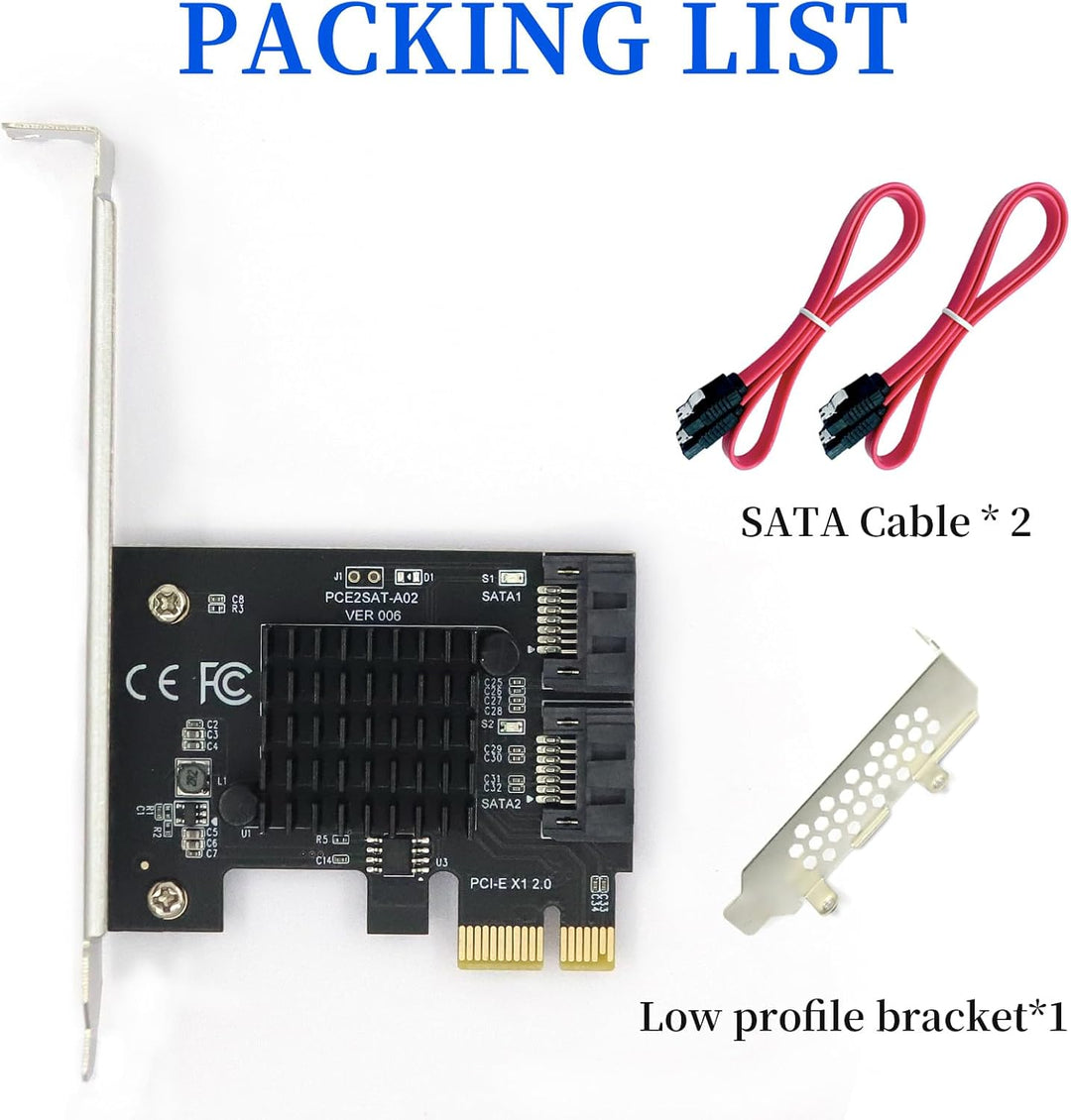 PCI-E zu SATA3.0 Erweiterungskarte 2 Ports, PCIe SATA III 6Gbps Max Speed Controller Karten für PCI-