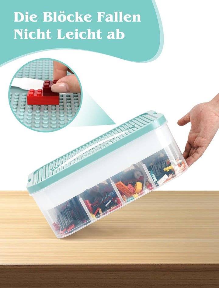 Aufbewahrungsboxen mit Deckel für Lego, 2 Ebenen Transparente Sortierboxen für Kleinteile, Plastik S