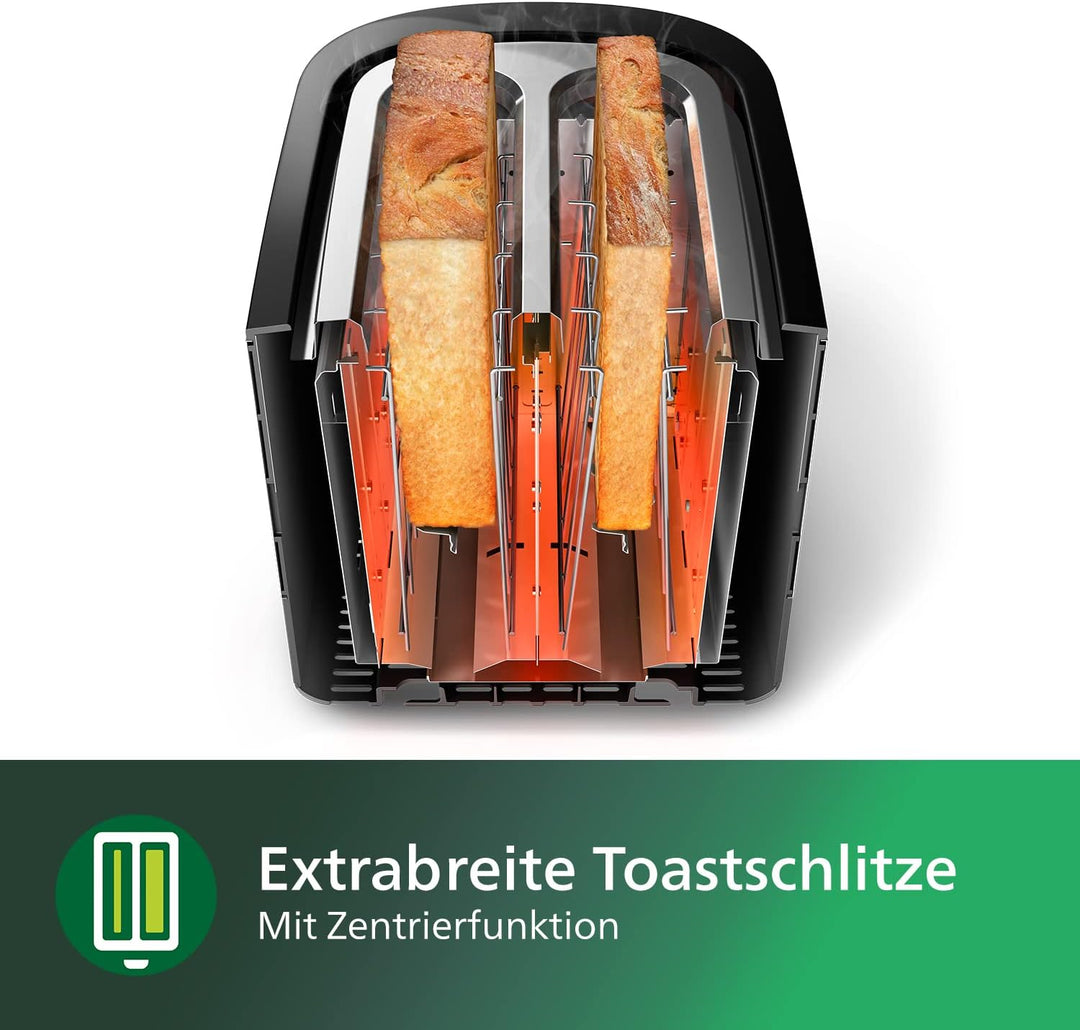 Philips Toaster – 2 Toastschlitze, 7 Stufen, Brötchenaufsatz, Auftaufunktion, Abschaltautomatik, Lif