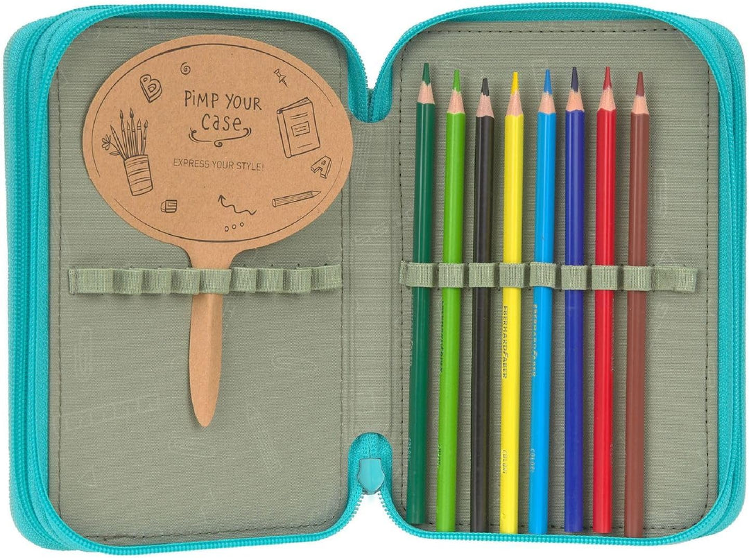 LÄSSIG Federmäppchen Unique School Triple Pencil Case Slim Unique Turquoise türkis
