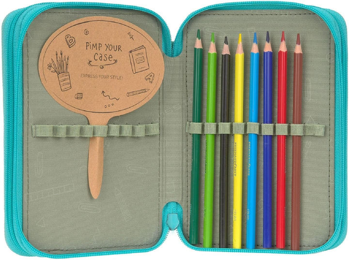LÄSSIG Federmäppchen Unique School Triple Pencil Case Slim Unique Turquoise türkis