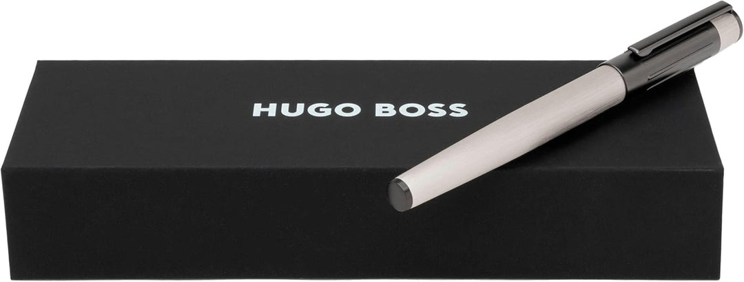 Hugo Boss Gear Ribs Füllfederhalter aus Messing und Aluminium in der Farbe Chrome, Länge: 13,8cm, Fe