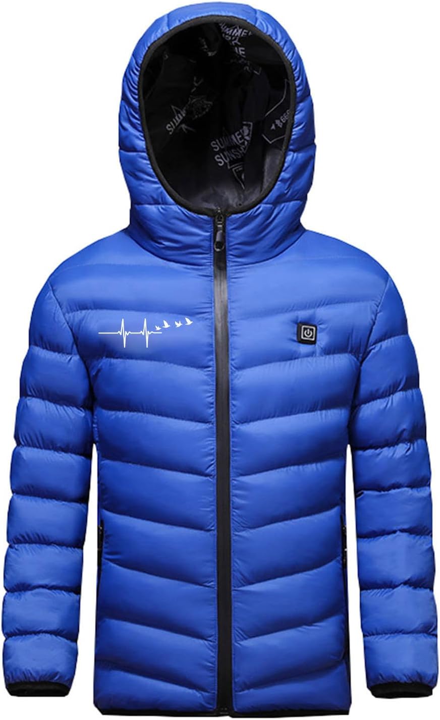 Beheizte Jacke Kinder Heizjacke Beheizbare Jacke mit Kapuze, Warme Jacke Heizjacke mit 3 Heizstufen,