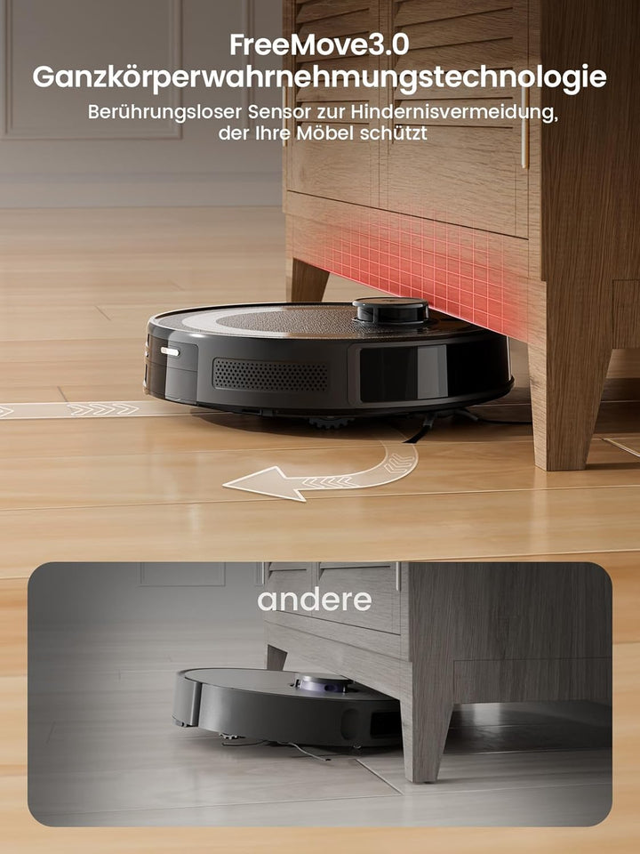 LEFANT M2 Staubsauger Roboter mit No-Go-Zonen, Saugroboter mit Wischfunktion 6000Pa, 2.4G/5GHz Wi-Fi