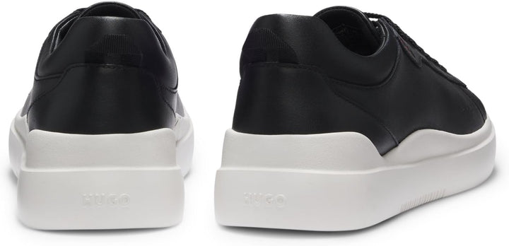 HUGO Herren Blake Tenn Sneakers aus Glattleder mit kontrastfarbenem Branding Grösse 40 EU Schwarz, 4