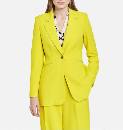 Taifun Damen Eleganter Blazer Langarm, geknöpfte Armschlitze unifarben 34 Vibrant Lime, 34 Vibrant L