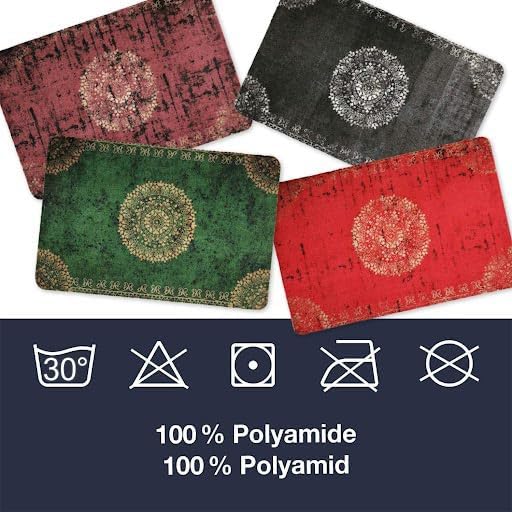 deco-mat Fussmatte Orient (50 x 70 cm, Schwarz) - rutschfeste und waschbare Fussmatte für aussen/inn