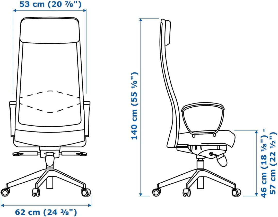 IKEA Markus Bürostuhl, passen Sie die Höhe und den Winkel dieses Stuhls an, damit sich Ihr Arbeitsta