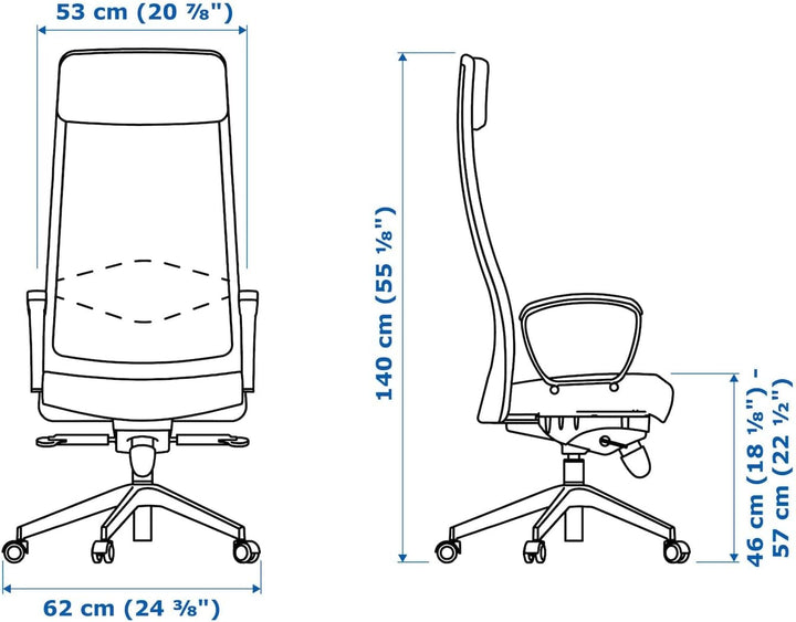 IKEA Markus Bürostuhl, passen Sie die Höhe und den Winkel dieses Stuhls an, damit sich Ihr Arbeitsta