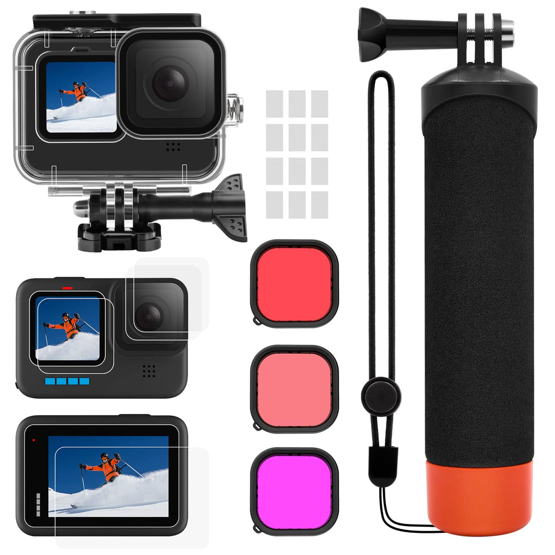 Zubehör Set Kit für GoPro Hero 12 11 10 9 Black, oGoDeal Wasserdicht Schutzhülle Gehäuse + Unterwass