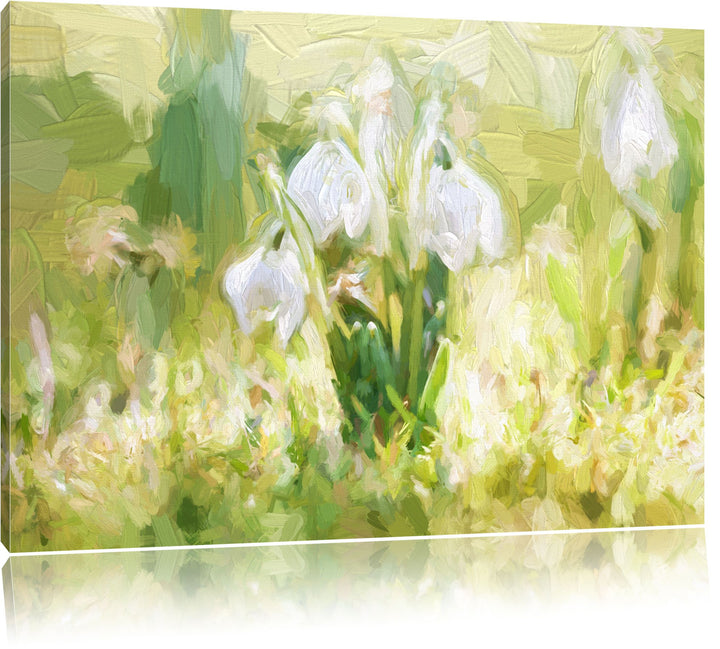 Pixxprint Schneeglöckchen als Leinwandbild/Grösse: 100x70 cm/Wandbild/Kunstdruck/fertig bespannt, 10