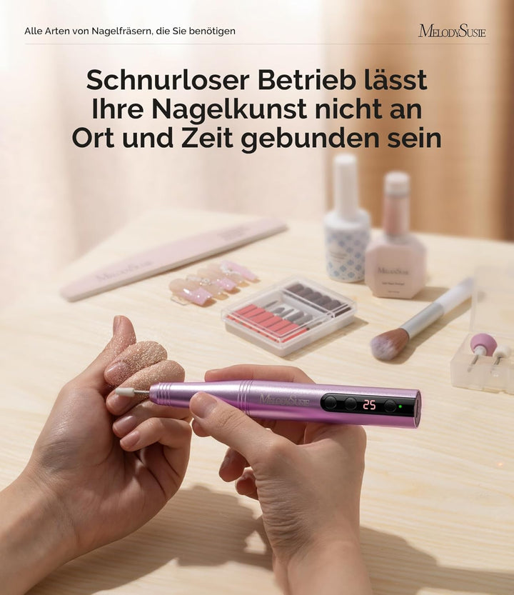 MelodySusie Kabellose Elektrische Nagelfräser 11 in 1 Kit, PC180F 25000RPM Tragbare Nagelfeile Set f