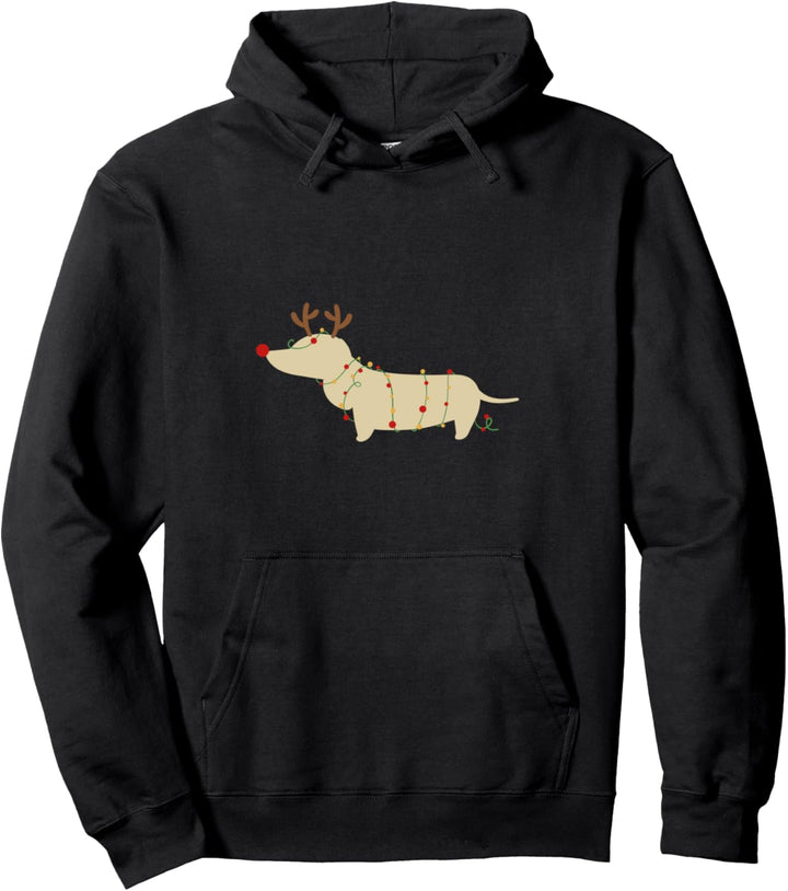 Dackel Weihnachtsbeleuchtung Weihnachtszeit Pullover Hoodie