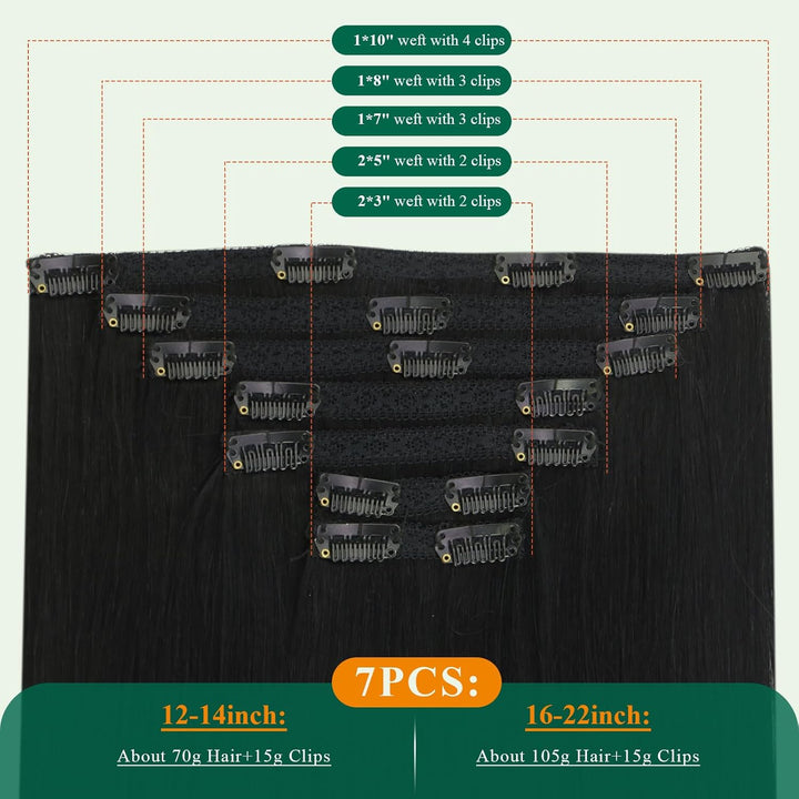 Easyouth Clip in Extensions Echthaar Schwarz Remy Extensions Clip in Echthaar 12 Zoll 70g Haarverlan