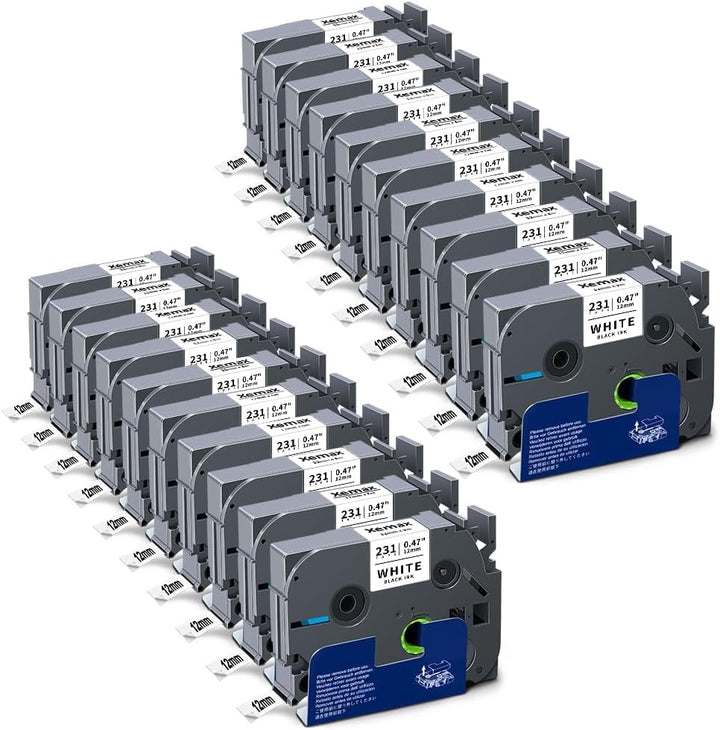 20x XemaX Kompatibel Schriftband Ersatz für Brother P-touch Bänder TZe-231 Brother 12mm 0,47'' Tape