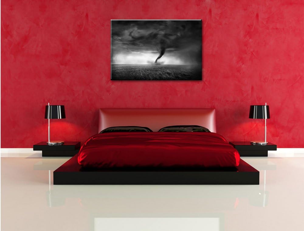 Pixxprint Naturgewalt Tornado als Leinwandbild/Grösse: 100x70 cm/Wandbild/Kunstdruck/fertig bespannt