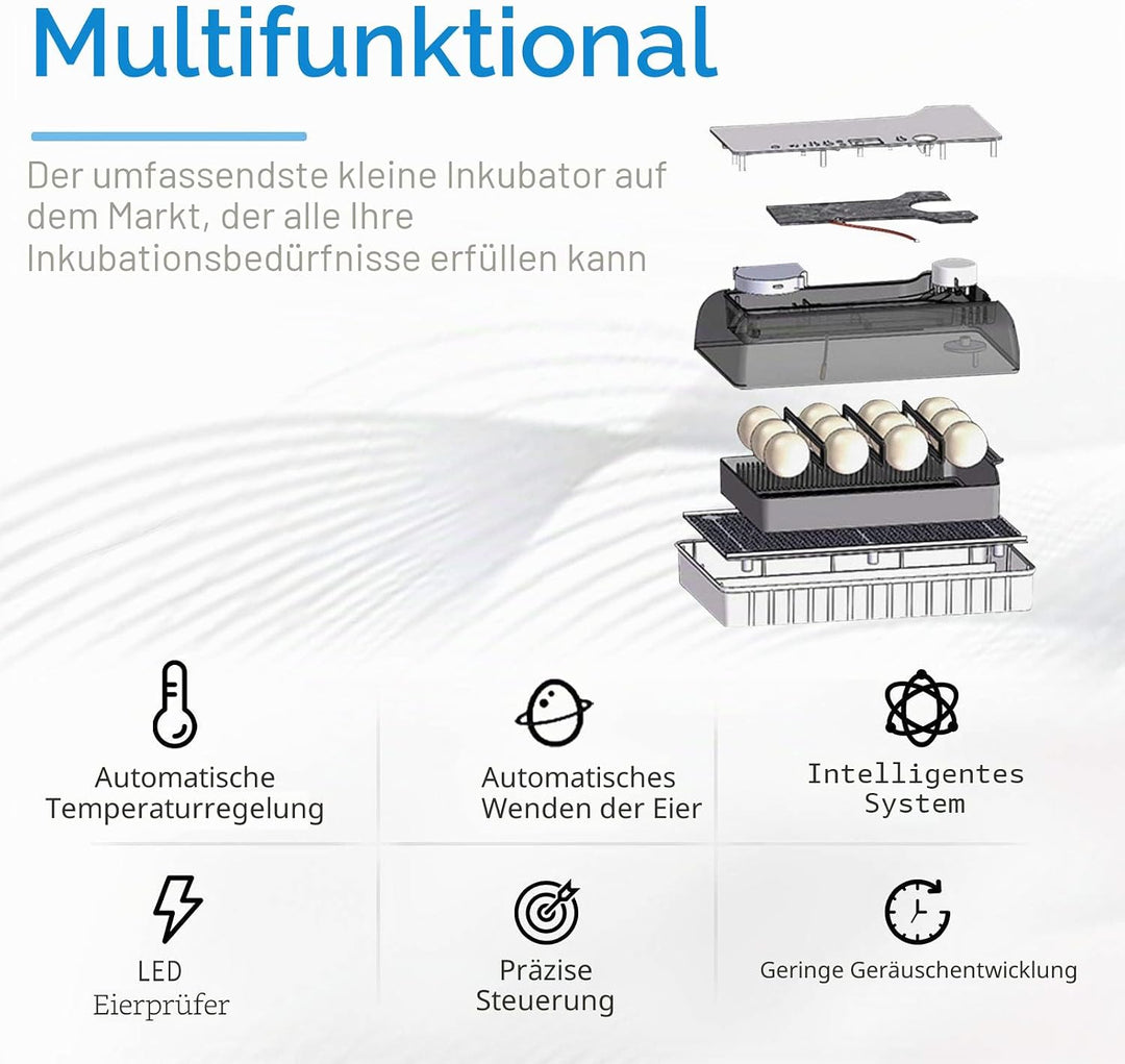 Smart Mini Egg Hatching 12 Eier Inkubator Automatische Temperaturregelung Hatcher für Hühner, Enten,