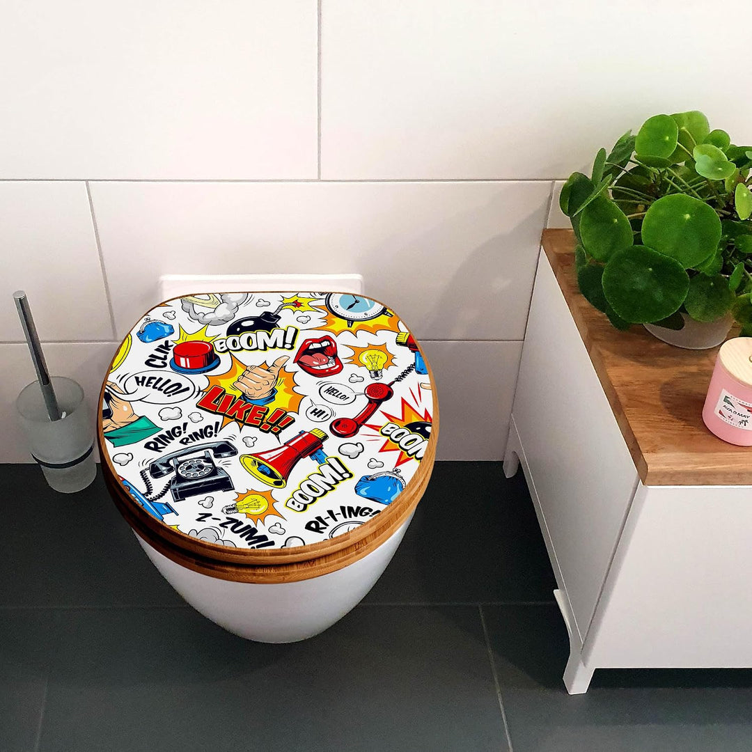 banjado Design WC Sitz Bambus Absenkautomatik 45,8x37,5cm - Toilettendeckel mit Absenkautomatik Holz