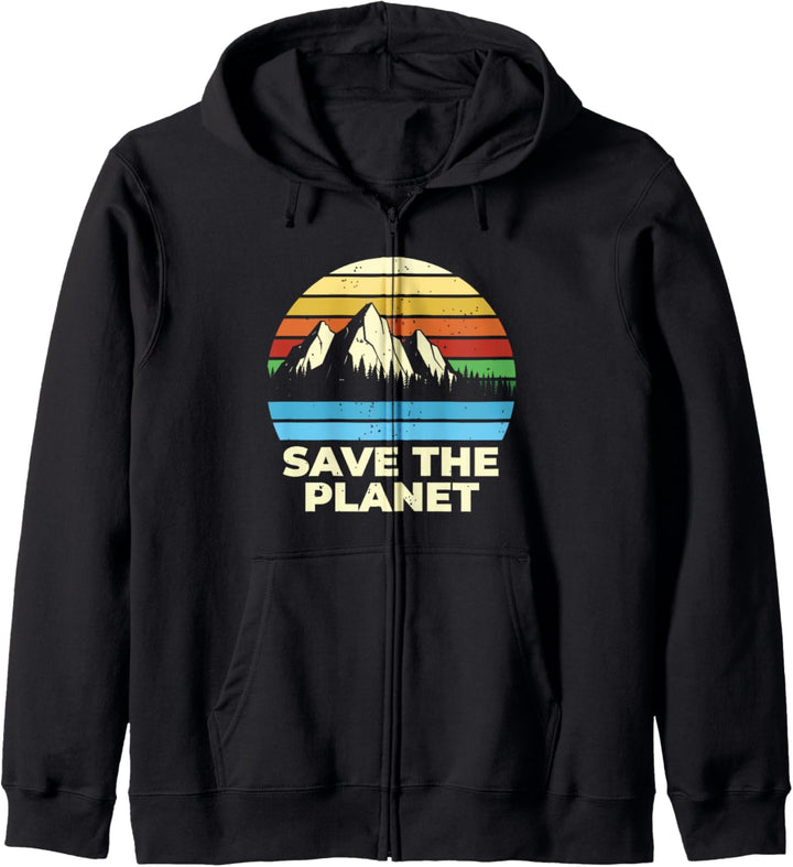 Save the Planet, Earth Day, Vintage-Stil, Klimaschutz Kapuzenjacke