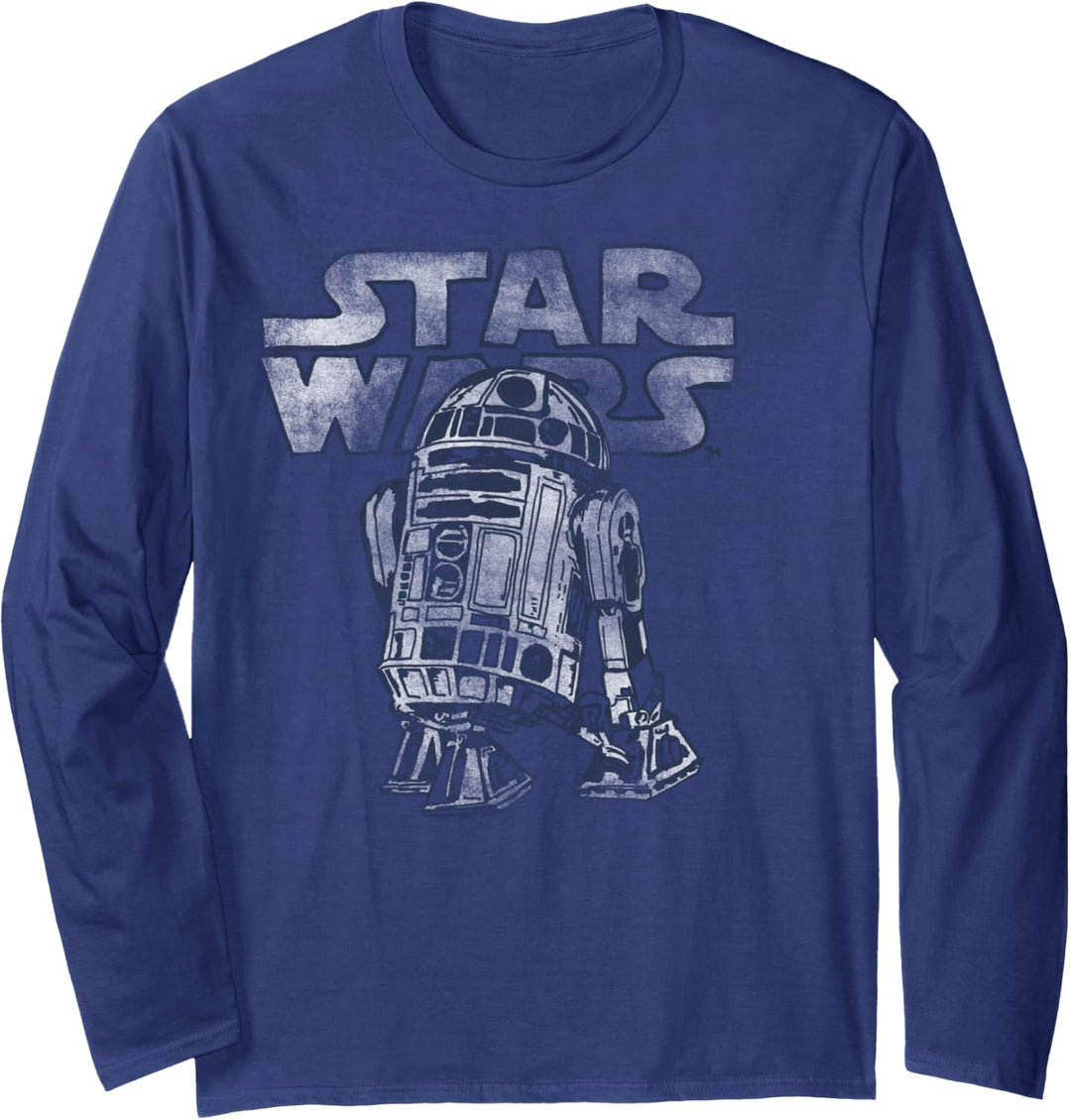 Star Wars R2-D2 Turning Faded Logo Langarmshirt