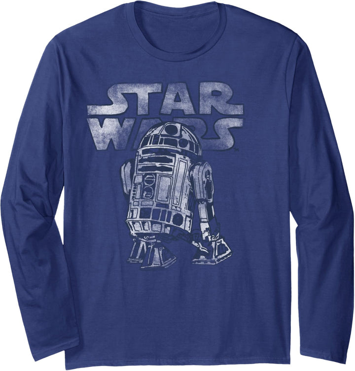 Star Wars R2-D2 Turning Faded Logo Langarmshirt