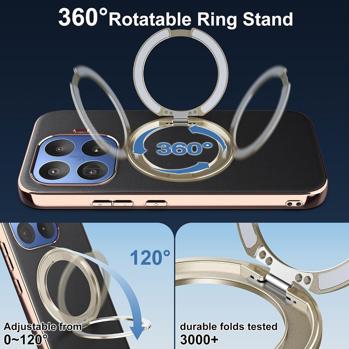 Magnethülle für Xiaomi 17T Pro, luxuriöse Lederrückseite mit Ständer, 360° Verstellbarer Ständer, st