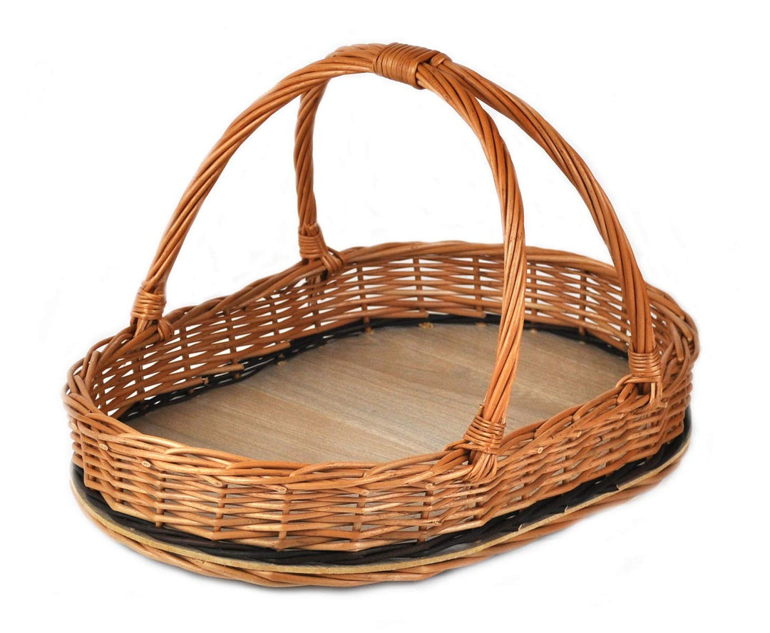 MyBer® Tablett Serviertablett Korb aus Weide für Obst Brot Gebäck Weidentablett Weidenkorb Tragekorb