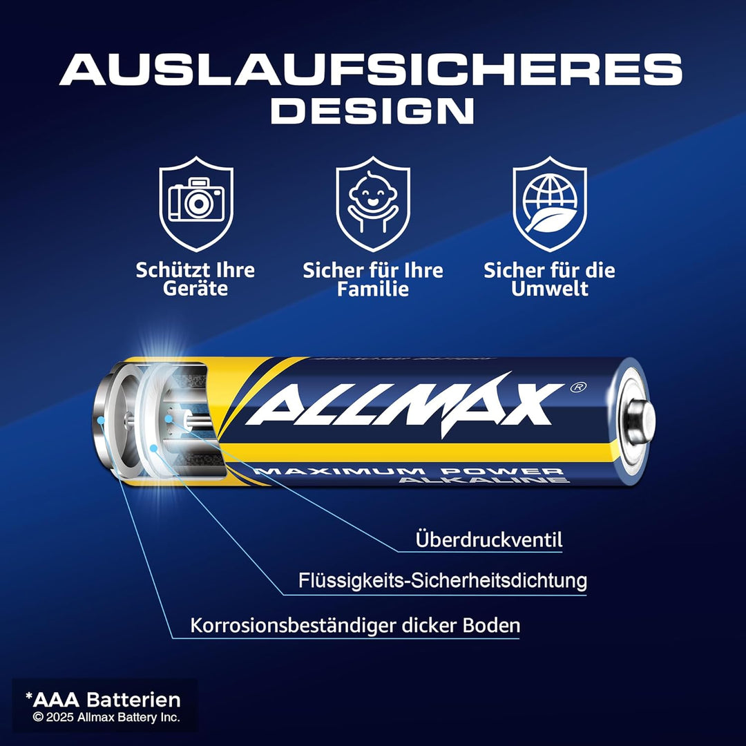 Allmax AAA Micro (LR03) Maximum Power Alkaline Batterien (600 Stück Grosspackung / 6 Kartons à 100)