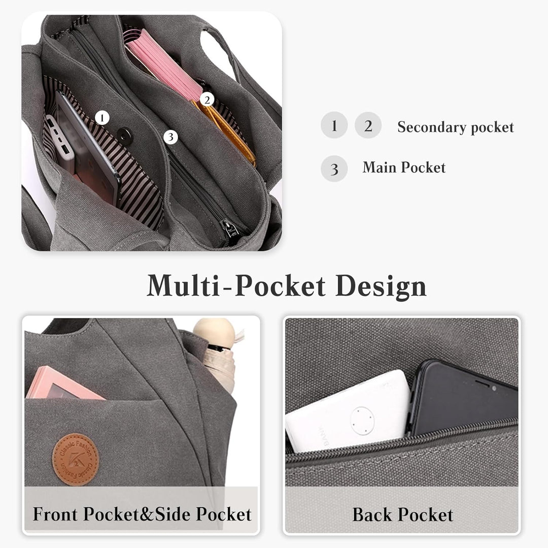 CORIOS Canvas Handtasche Damen Schultertasche Casual Henkeltaschen Grosse Kapazität Tragetasche Mult
