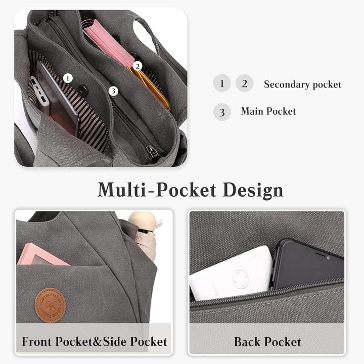 CORIOS Canvas Handtasche Damen Schultertasche Casual Henkeltaschen Grosse Kapazität Tragetasche Mult