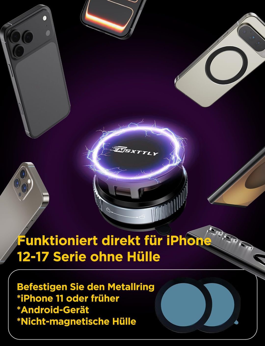 Handyhalterung Auto Magnet für Magsafe Autohalterung, 2026 Upgraded Vmag-S2 Handyhalter Auto Magneti