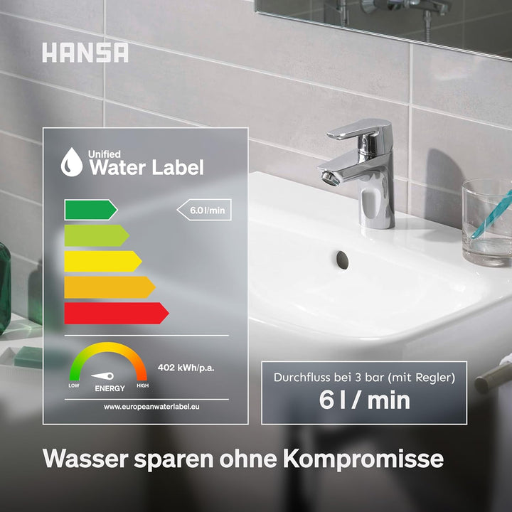 Hansa 51402293 Einhebelmischer/Waschtischbatterie HANSAPOLO DN15 | + Ablaufgarnitur und Zugbetätigun