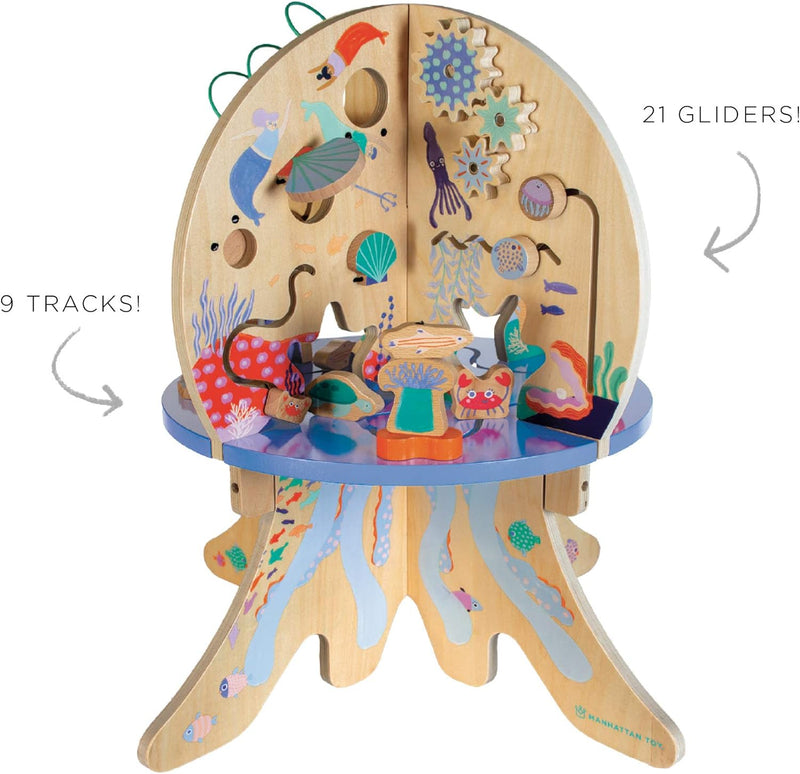 Manhattan Toy Deep Sea Adventure Aktivitätszentrum für hölzerne Kleinkinder mit klappernden Muscheln